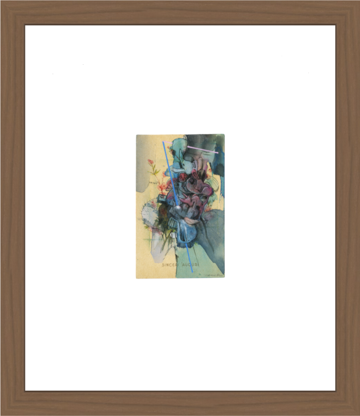 "Sinceramente augurios" - Postal de felicitación con sobrepintado (impresión en tamaño original)