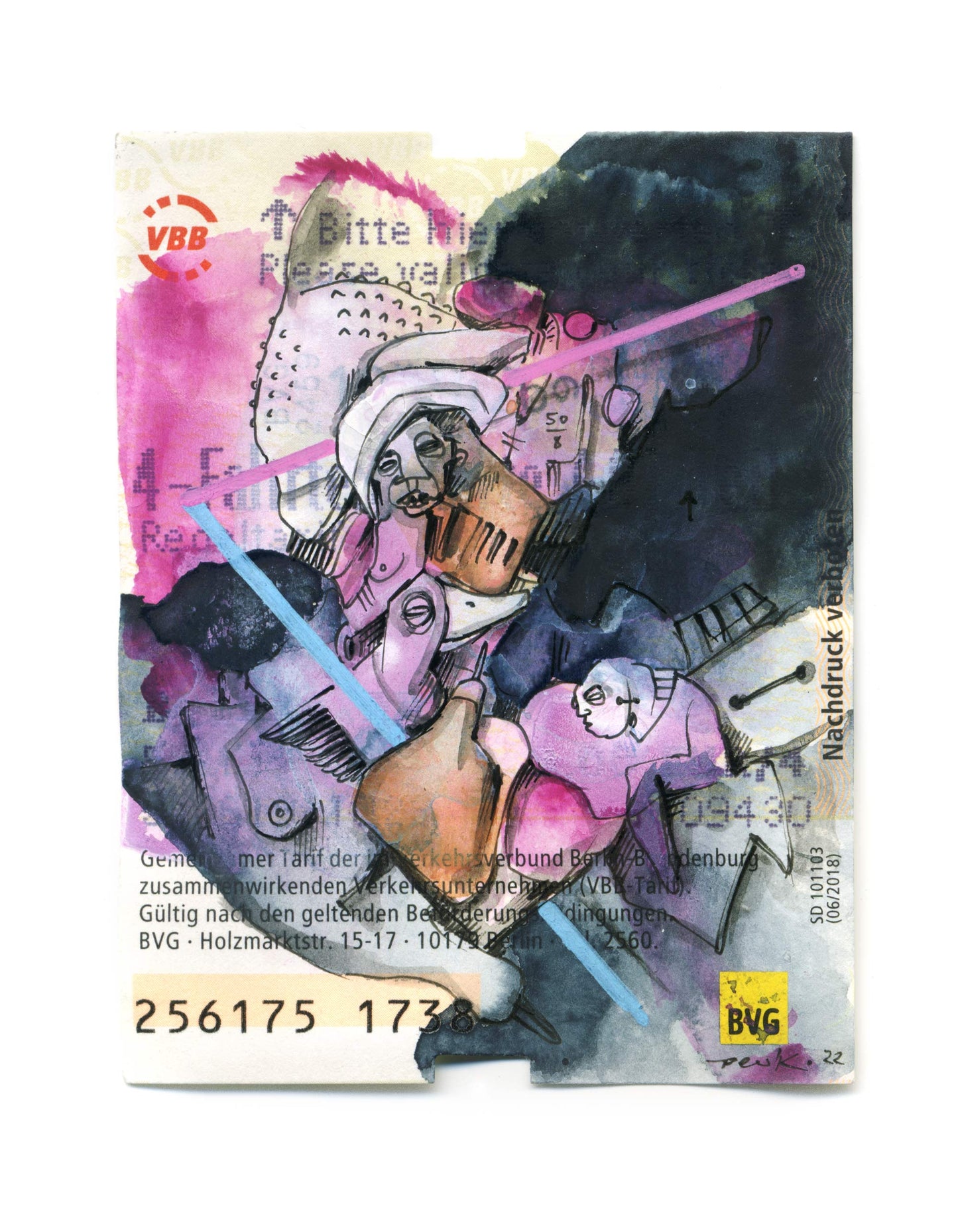 Together - Overpainting a Berlin ticket (original size print)