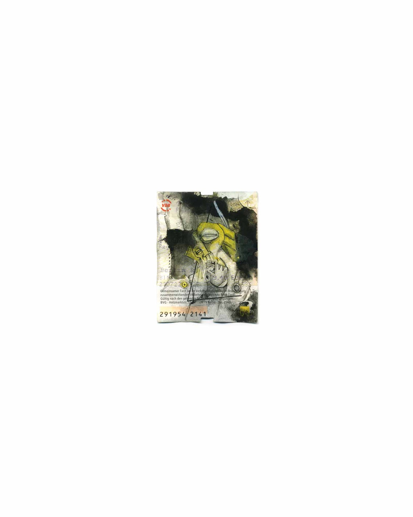 Yeah - Overpainting of a Berlin ticket (original size print)